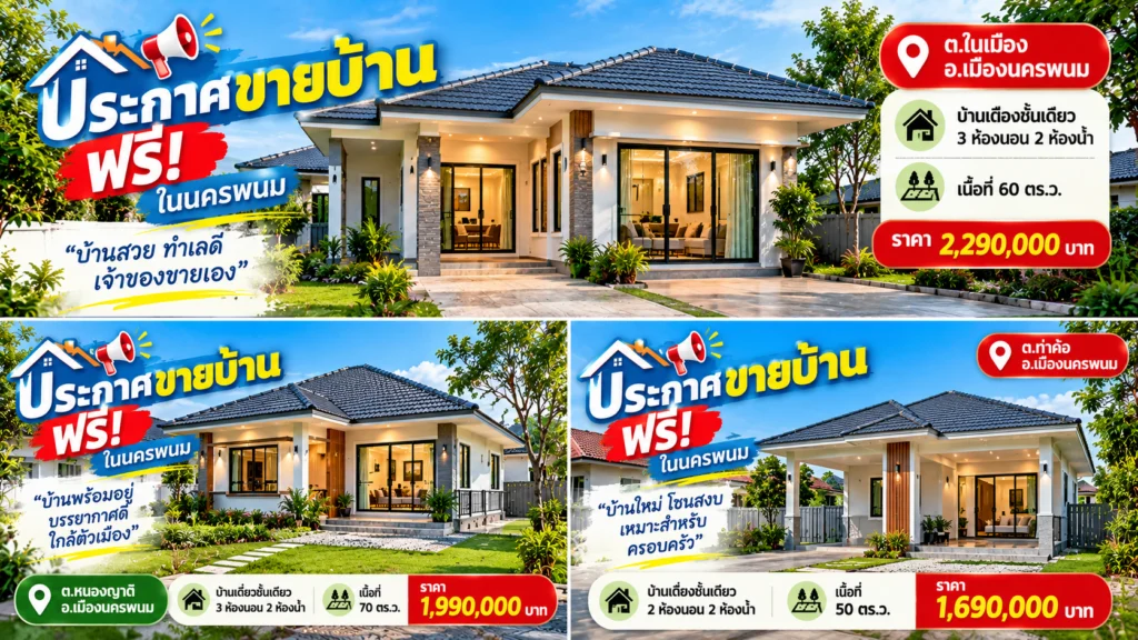 ประกาศขายบ้านฟรี ขายบ้านนครพนม