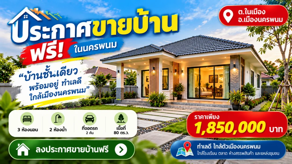 ประกาศขายบ้านฟรี บ้านนครพนม