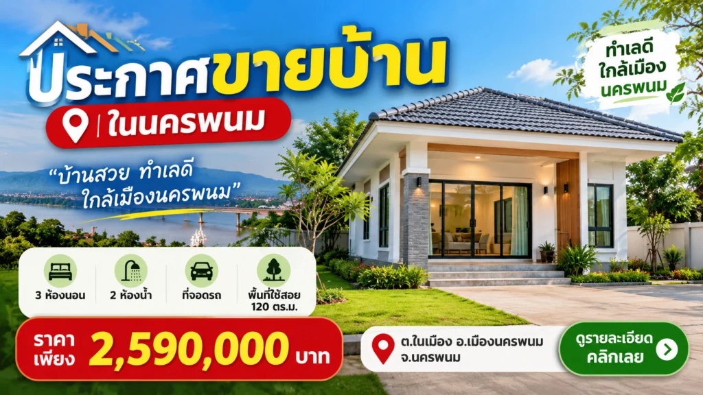 ประกาศขายบ้านฟรี ขายบ้านนครพนม